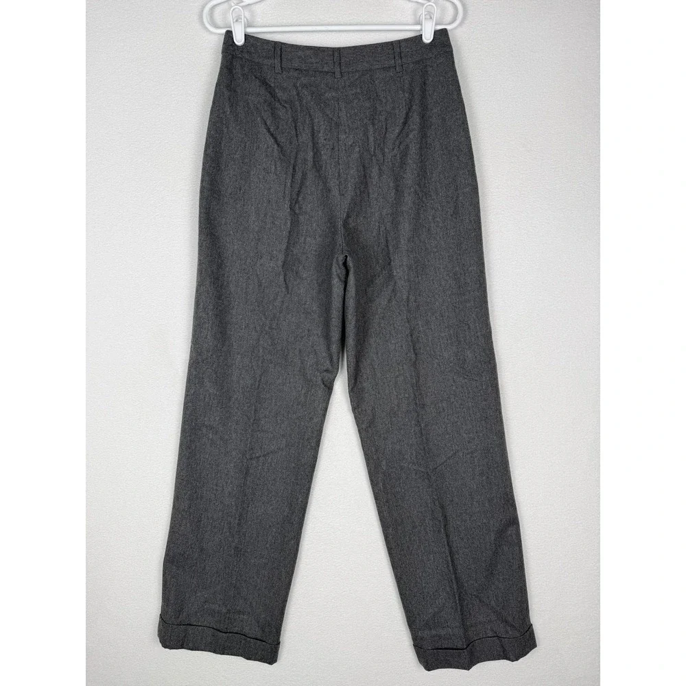 Ann Taylor Gray Wool Cashmere Blend Cuffed Straight Leg Dress Pants Womens 8
